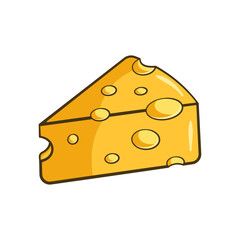 Piece of cheese. Isolated. Cartoon. Vector illustration. Isolated on white background