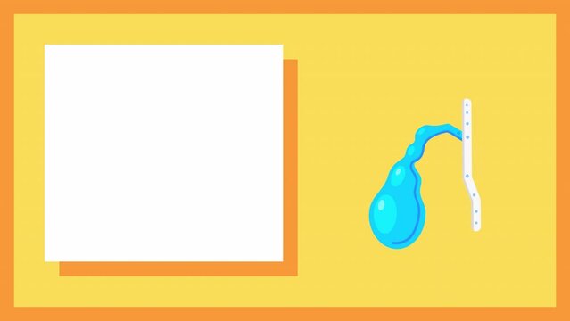 4k video of cartoon human appendicitis icon on yellow background.