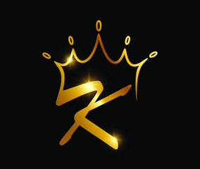 Golden crown Monogram Logo Initial Letter K