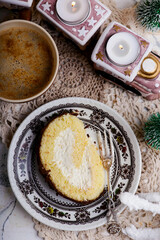 Biscuit roll with egg nogg. rustic photo