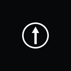 White Up Arrow In The Circle Icon Vector On Black Background