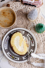 Biscuit roll with egg nogg. rustic photo