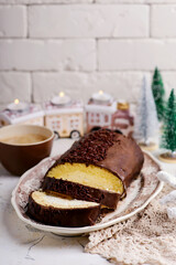 Biscuit roll with egg nogg. rustic photo
