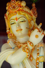 Lord Krishna statue close up
