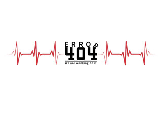 Error 404 concept design with heart rate vector design. Webpage not working warning sign to use in programming, web development, webpage error, mobile app design projects.