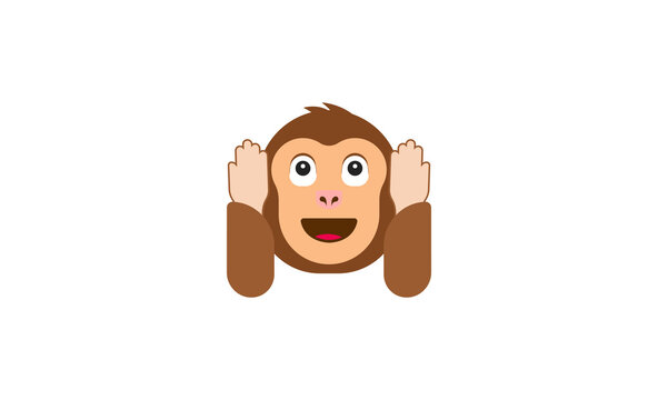 Hear no evil monkey vector flat icon. Isolated monkey head emoji illustration