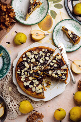 Gluten free pear pie .selective focus.