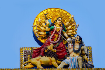 Durga is killing mahishasura Indian culture images