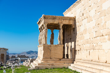 Caryatides, Erechtheion temple Acropolis in Athens, Greece