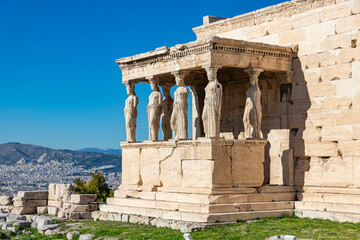 Fototapeta premium Caryatides, Erechtheion temple Acropolis in Athens, Greece