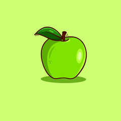 green apple with leaf juicy ripe young ripe fruit