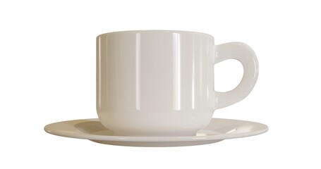 White coffee cup on the white background. 3d rendering.