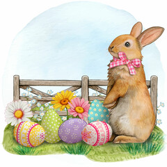 easter bunny and eggs