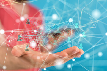 Global network. Blockchain. 3D illustration. Neural networks and artificial intelligence. Abstract