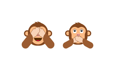 See no evil monkey vector flat icon. Isolated monkey face emoji illustration. Speak no evil monkey vector flat icon. Isolated monkey face emoji illustration