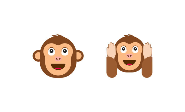 Monkey face vector icon. Isolated monkey illustration. Hear no evil monkey vector flat icon. Isolated monkey head emoji illustration