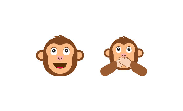 Monkey face vector icon. Isolated monkey illustration. Speak no evil monkey vector flat icon. Isolated monkey face emoji illustration