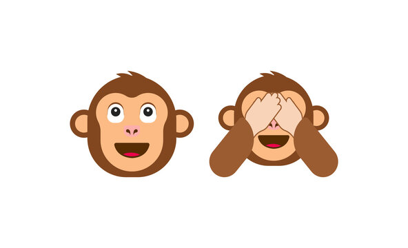 Monkey face vector icon. Isolated monkey illustration. See no evil monkey vector flat icon. Isolated monkey face emoji illustration