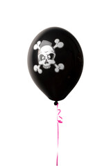 black pirate balloon with skull isolated on white background
