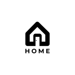 tech logo house abstract flat modern