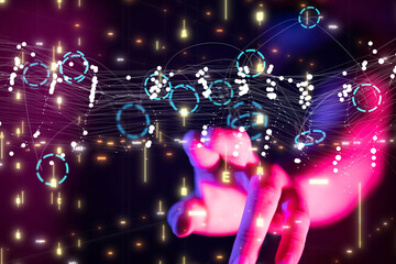 Global network. Blockchain. 3D illustration. Neural networks and artificial intelligence. Abstract
