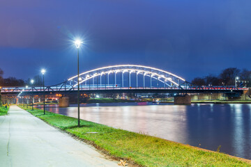 Jozef Pilsudski Bridge in the city of Krakow, Lesser Poland.
