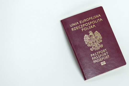 Poland Polish Passport on the white background. 