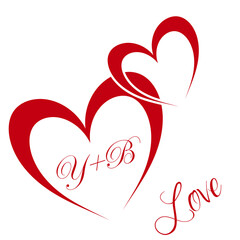 Y, B letter initial beauty heart shape logo design ,wedding fashion,hand writing logo of initial signature, KA creative letter logo design,