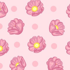 Beautiful vector roses. Pink color engraved ink art. Seamless background pattern. Fabric wallpaper print texture...