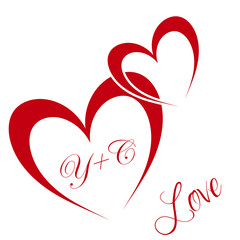Y, C letter initial beauty heart shape logo design ,wedding fashion,hand writing logo of initial signature, KA creative letter logo design,