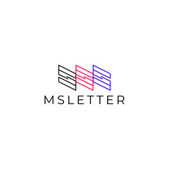 tech modern letter monogram m s simple flat