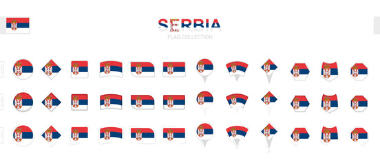 Large collection of Serbia flags of various shapes and effects.