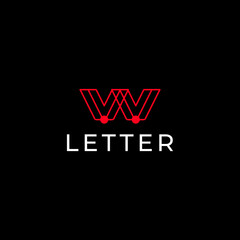 tech modern letter w simple flat