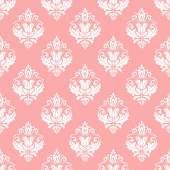 Poster Classic seamless vector bright red and white pattern. Damask orient ornament. Classic vintage background. Orient pattern for fabric, wallpapers and packaging © Fine Art Studio