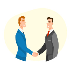 Good Deal Concept. Business Partners Men Handshaking.Businessmen making a deal. Money investment concept.Flat style character