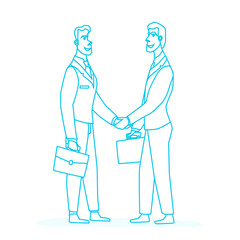 Good Deal Concept. Business Partners Men Handshaking.Businessmen making a deal. Money investment concept.Flat line style character