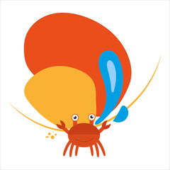 Banner template with a crab on a white background