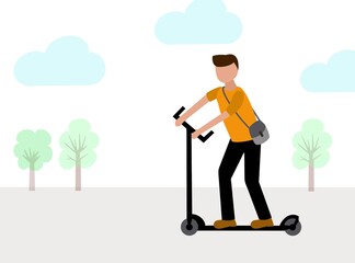 People on e-scooter, mobility, driving
