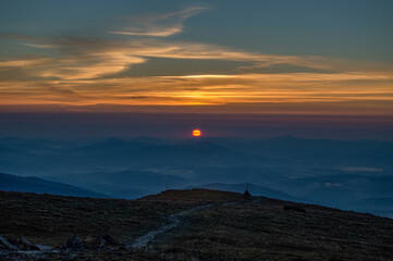 sunrise over the mountains, Babia Hora, Orava, Slovakia, Europe