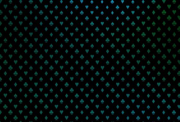 Dark blue, green vector template with poker symbols.