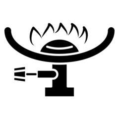 Gas portable stove for tourists. Wide burner with control valve. Outdoor cooking appliance, camping, gas equipment. Gas stove design.  Vector icon, glyph, isolated
