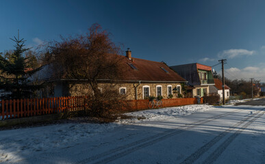 Village area near Vanov nad Rasna villages in frosty winter morning