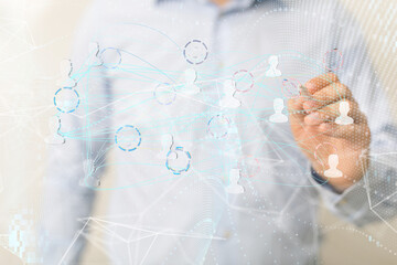 Global network. Blockchain. 3D illustration. Neural networks and artificial intelligence. Abstract