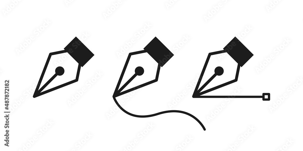 Fototapete pen tool icon, curve bezier cursor symbol. illustrator equipment, drawing app interface element butt