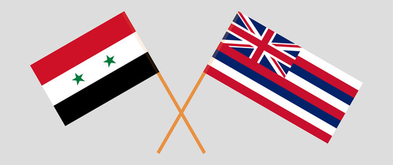 Crossed flags of Syria and The State Of Hawaii. Official colors. Correct proportion