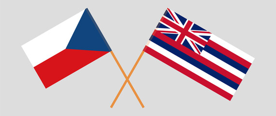 Crossed flags of Czech Republic and The State Of Hawaii. Official colors. Correct proportion