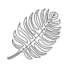 Tropical leaves icon outline drawing. Minimal floral vintage style. Doodle plant vector illustration. Pure nature organic brush. Line drawing. Botanical floral badge. Eco product emblem.