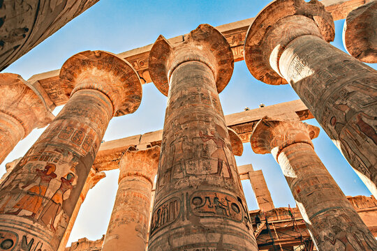 Pillars in Karnak Temple in Luxor, Egypt