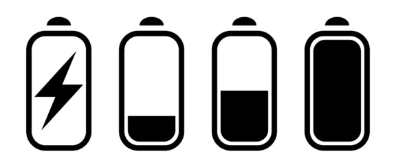 Battery  icon set .smartphone battery level indicator icons isolated on white background. Concept power,  load. UI elements symbols.