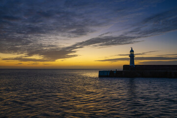 Sunrise over the sea at mevagissey, Cornwall, UK